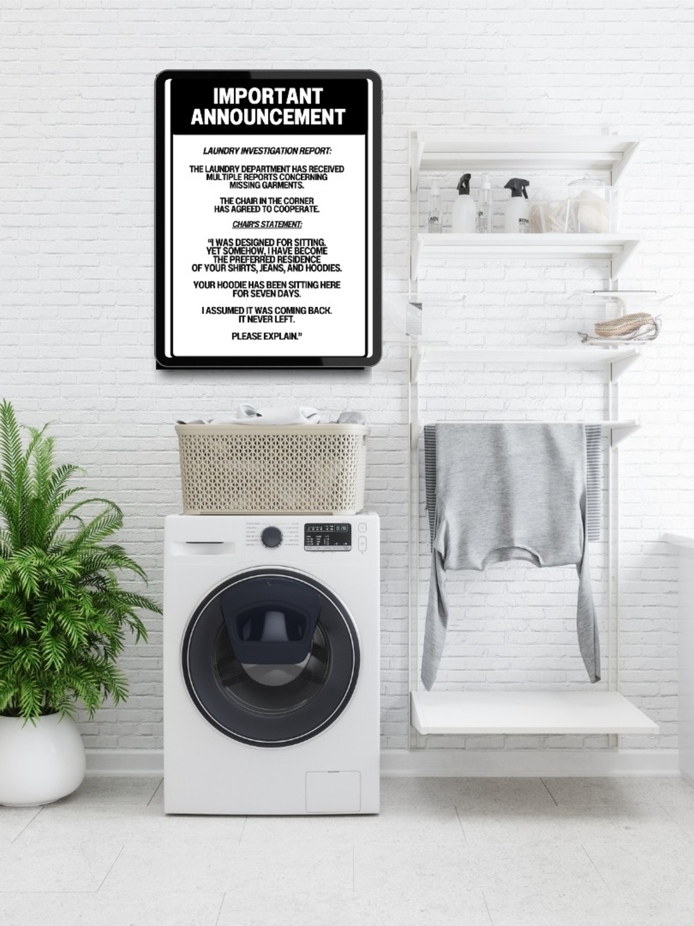 LAUNDRY INVESTIGATION REPORT. Funny Laundry Sign Post. Ready To Hang.